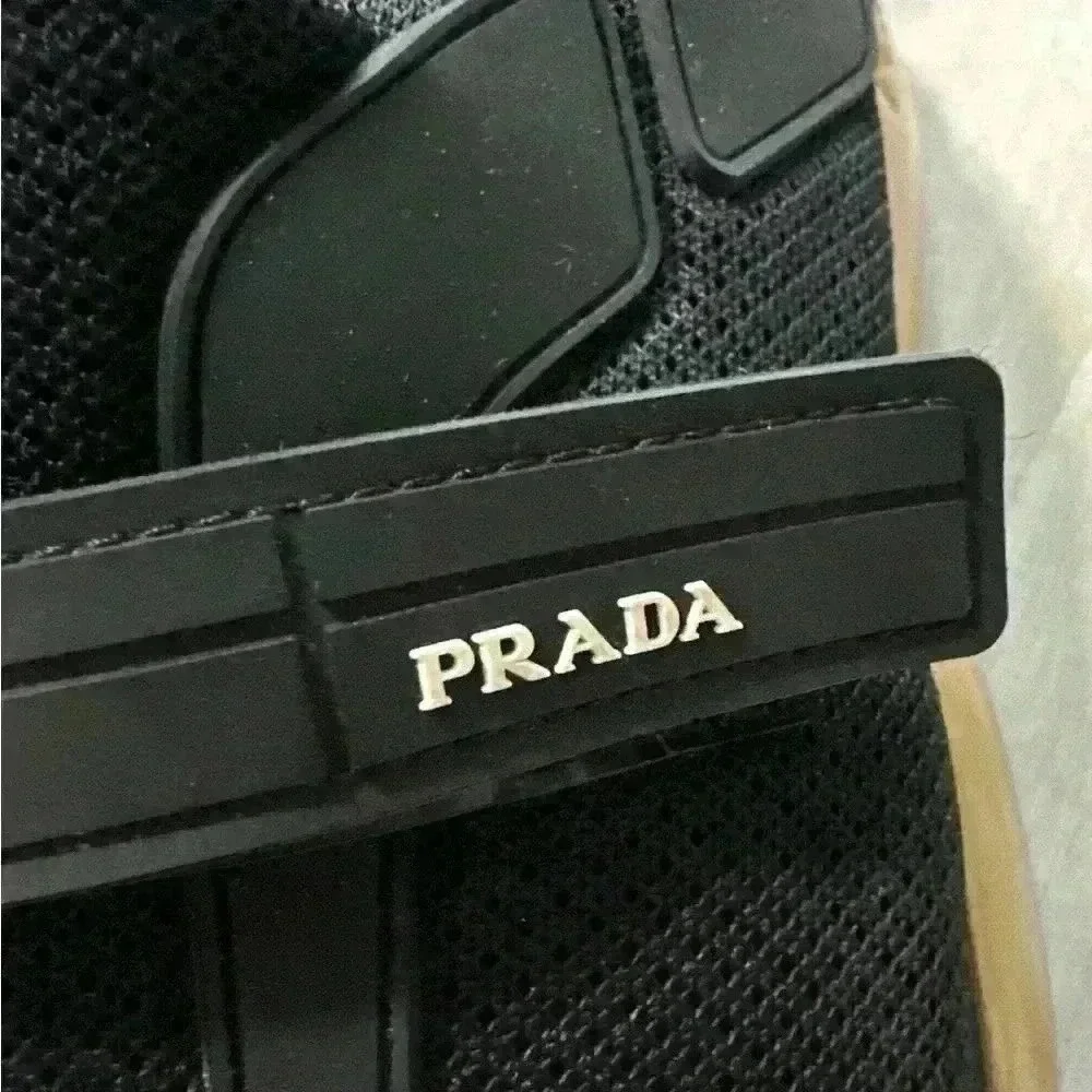 Prada Men Black Mesh Gold Sole Sneakers Shoes Size Authentic 7-37.5